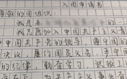 高二入团申请书